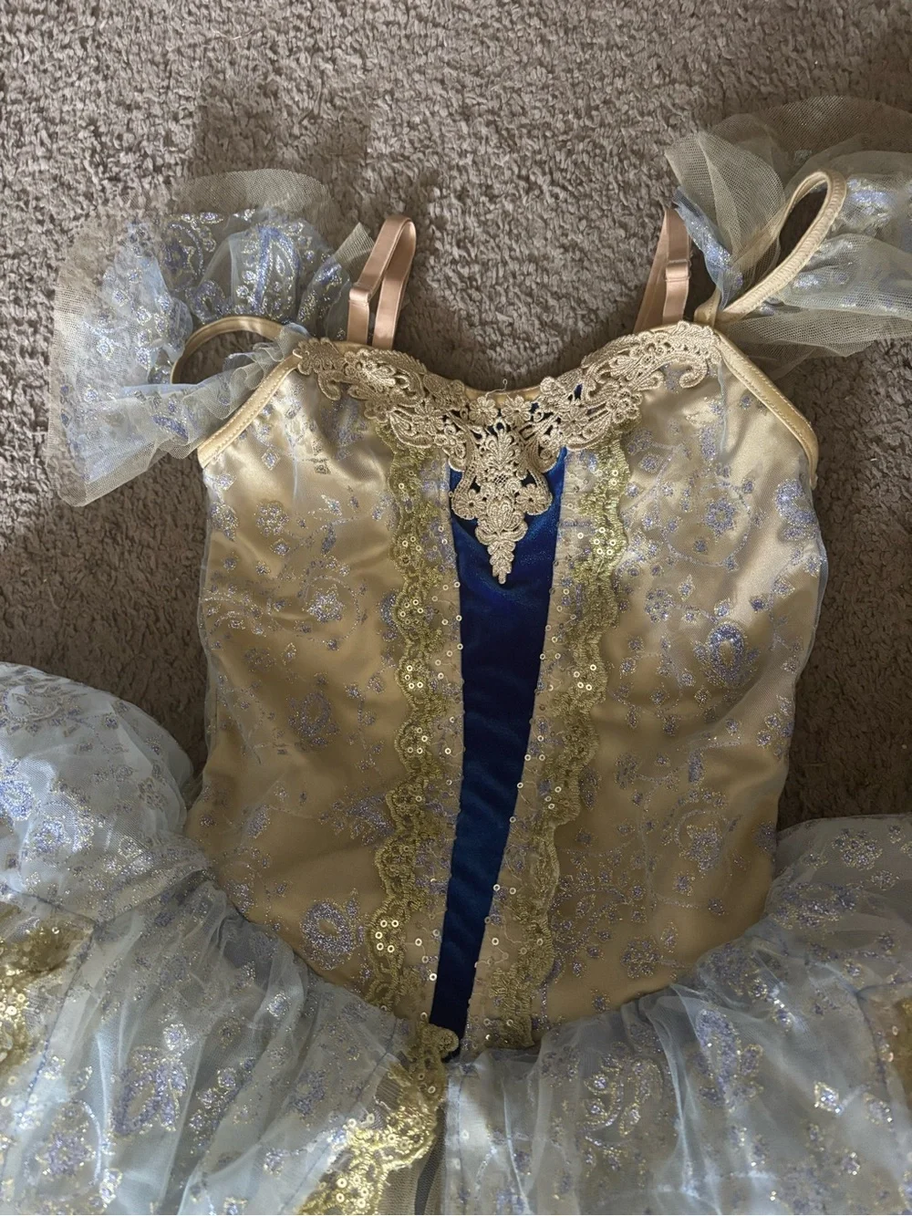 Girls Gold and Blue Ballet Costume